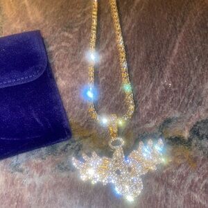 ICED OUT PENDANT WINGED PHOENIX NUMER 1 PENDANT AND TENNIS NECK-CHAIN NEW !!